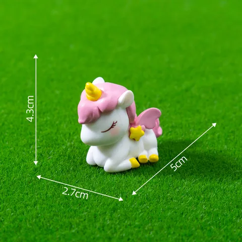 Star Unicorn Micro Landscape Plastic Ornament Cute Cartoon Animal Figurine For Desktop DIY Crystal Ball Cake Decoration