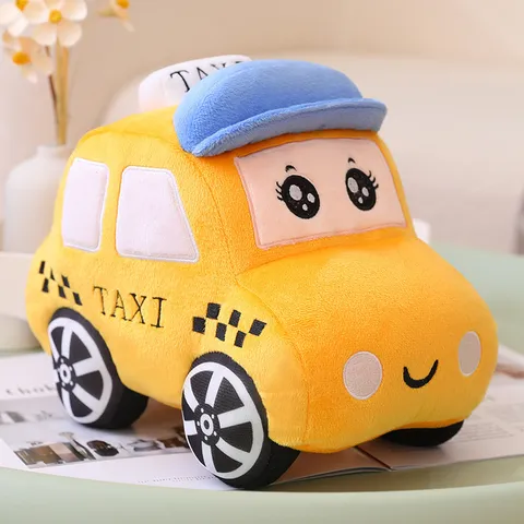 Cartoon Police Car Taxi Ambulance Plush Toy Stuffed Animal Soft Pillow Cute Vehicle Doll Kids Birthday Gift