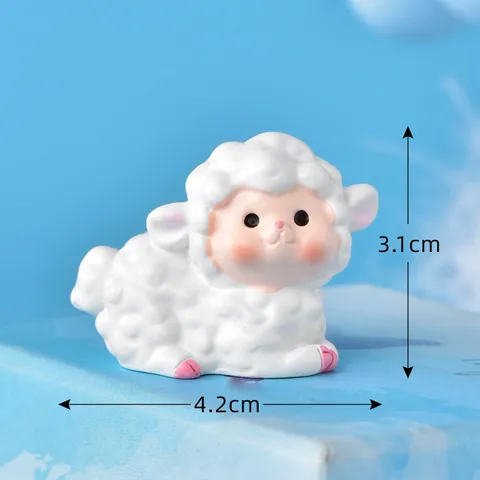 Cute Cartoon Sheep Resin Figurine Micro Landscape Miniature Ornament Desk Decor For Succulent Plants Garden