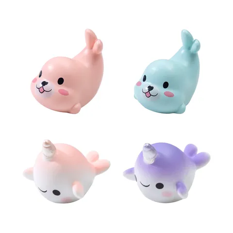 Cute Resin Ocean Animal Miniature Figurine Cartoon Seal And Unicorn Fish Micro Landscape Aquarium Decor