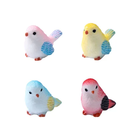 Cute Cartoon Bird Figurine Synthetic Resin Hand Painted Animal Miniature For Micro Landscape Garden Flowerpot Home Desktop Ornament Decor