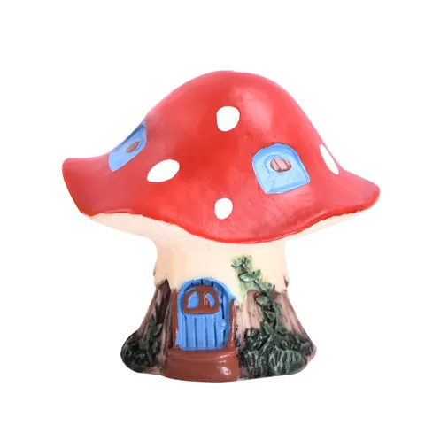 Statuetta in Resina a Forma di Casa Fungo delle Favole Micropaesaggio Graziosa Miniatura Decorazione Giardino delle Fate Ornamento per Vaso