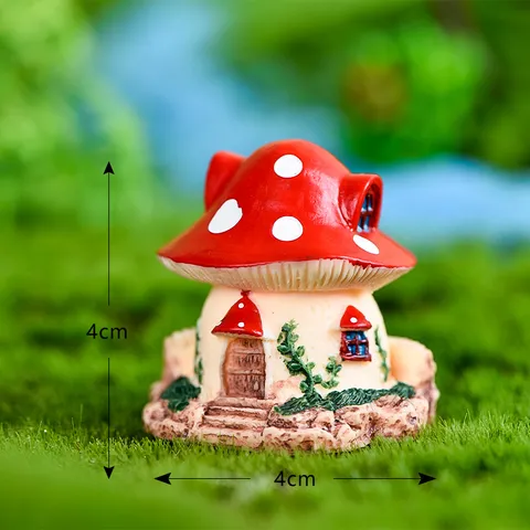 Statuetta in Resina a Forma di Casa Fungo delle Favole Micropaesaggio Graziosa Miniatura Decorazione Giardino delle Fate Ornamento per Vaso