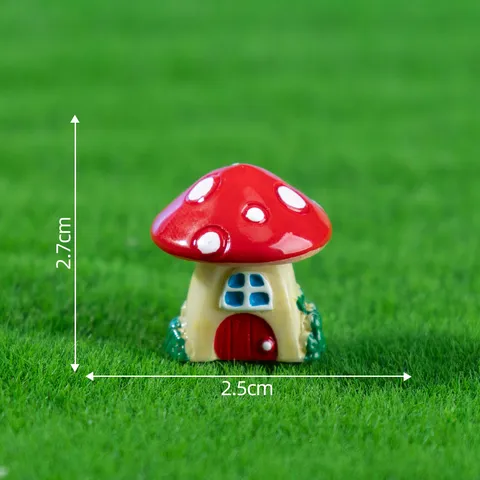 Mini Casa di Funghi in Resina Ornamento Micropaesaggio Carino Giardino Fatato Terrario Decorazione DIY Statuetta
