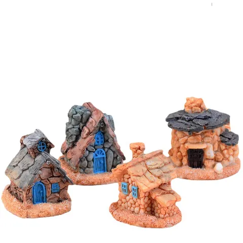 Miniature Maison en Pierre Château Résine Figurine Mousse Micro Paysage Terrarium DIY Succulente Décor