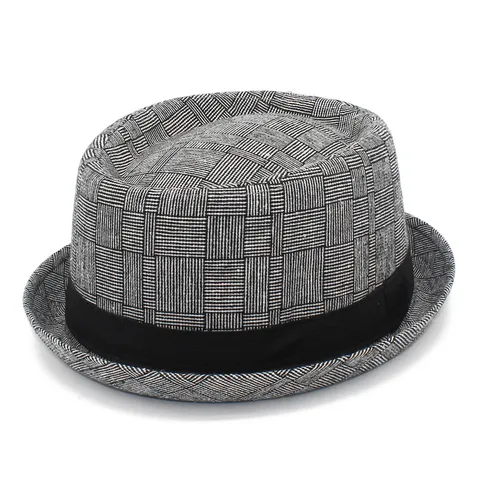Vintage Plaid Cotton Polyester Fedora Hat For Men Women Classic British Style Round Top Derby Jazz Cap With Ribbon Band Accessory