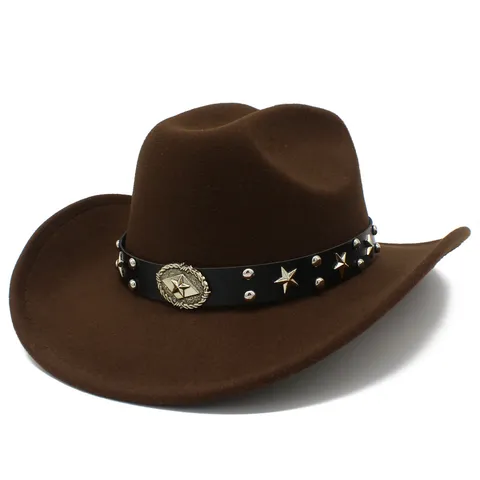 Punk Style Western Cowboy Hat for Men Women Retro Knight Hat Wide Brim Fedora Party Costume Knight Hat Cotton Polyester