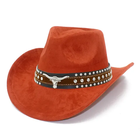 Modische Wildleder Krempe Cowboy Hut Männer Frauen Paar Vintage Jazz Fedora Hut Outdoor Sonnenschutz Western Hut