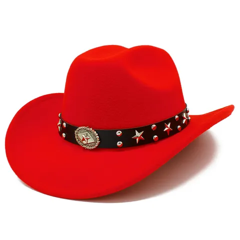 Punk Style Western Cowboy Hat for Men Women Retro Knight Hat Wide Brim Fedora Party Costume Knight Hat Cotton Polyester