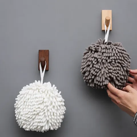 Japanese Chenille Hand Towel Hanging Absorbent Soft Quick Drying Cloth Ball For Kitchen Bathroom Home Cleaning