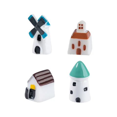 Hars Miniatuur Windmolen Kasteel Kerk Huis Beeldje Microlandschap Succulent Terrarium DIY Ambacht Bureaublad Ornament