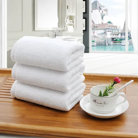 Pure Cotton White Towel Hotel Bathroom Spa Salon Absorbent Soft Face Hand Towel Thickened Plain Weave Terry Towel