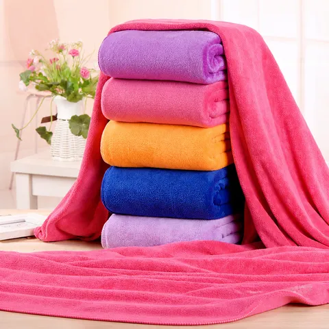 Microfiber Large Bath Towel Thickened Absorbent Soft Spa Salon Bed Sheet Cover Plain Weave Multicolored Home Hotel