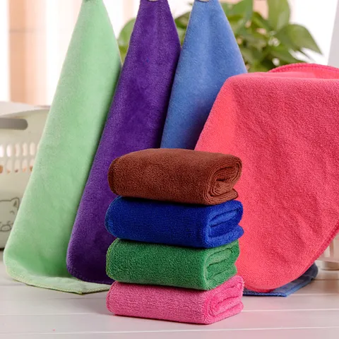 Microfiber Cleaning Towel Absorbent Car Wash Wiping Cloth Thickened Plain Weave Solid Color Soft Face Towel Home Bathroom