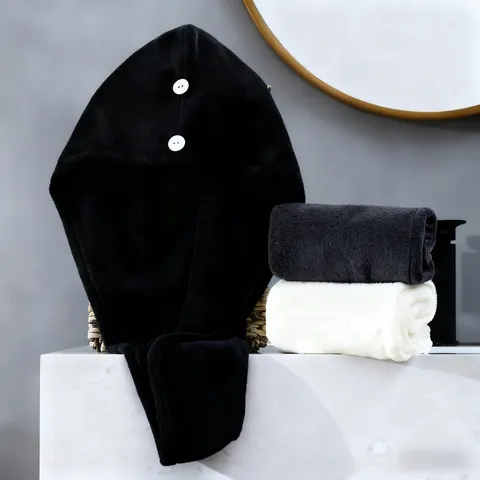 Women Quick Drying Coral Fleece Hair Towel Wrap Thickened Absorbent Dry Hair Cap For Bathroom Spa Salon