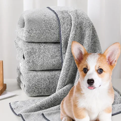 Korallenfleece Haustier Handtuch Saugfähig Schnelltrocknend Badetuch Weicher Bademantel Handschuh Stil Pflege Zubehör für Hunde und Katzen