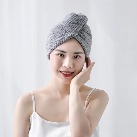 Coral Fleece Dry Hair Cap Women Absorbent Quick Drying Shower Head Towel Pineapple Grid Head Wrap Hair Cap