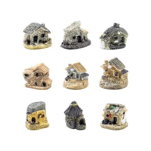 Miniatur Harz Haus Figur Mikrolandschaft Terrarium Feengarten Ornament Cartoon Stil Desktop Dekor Zubehör
