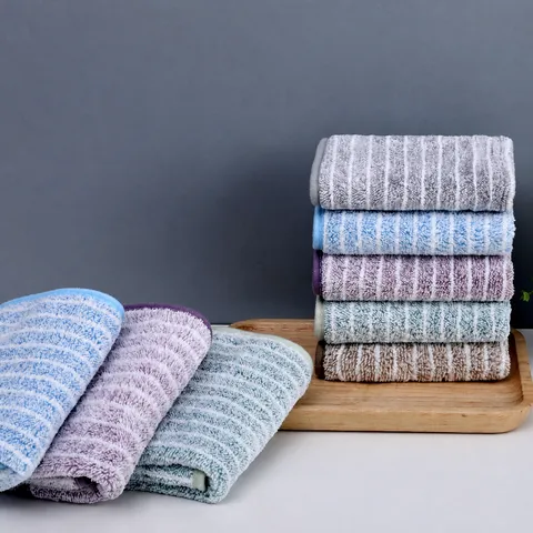 Microfiber Kitchen Cleaning Cloth Absorbent Dish Towel Household Thickened Rag With Lanyard Striped Design Table Cleaning Wipe