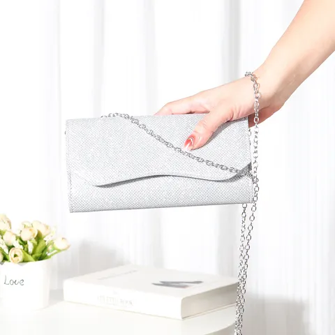 Damen Mode Glitzer Abendtasche Clutch Handtasche Achseltasche Umhängetasche Mit Metallkette Für Party