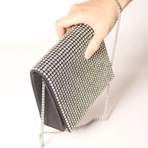 Damen Strass Abendtasche Luxus Kristall Clutch Tasche Hochzeit Bankett Schulter Kette Umhängetasche