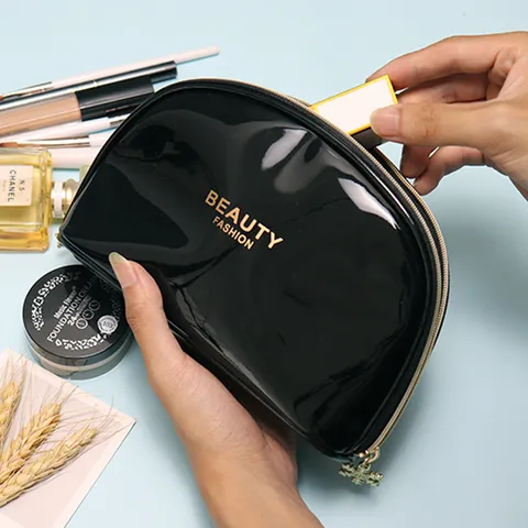 Damen Wasserdicht Lackleder Kosmetiktasche Tragbare Große Kapazität Muschel Make-up Tasche Reise Kulturbeutel Aufbewahrungstasche