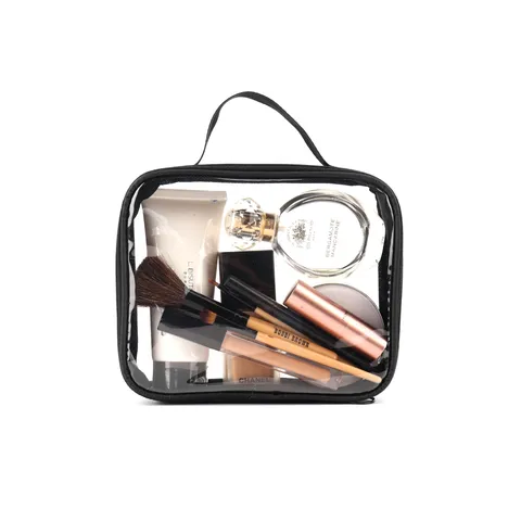 Trousse de Maquillage Imperméable Transparente Grande Capacité Pochette deToilette Portable en PVC Sac Organisateur de Maquillage de Voyage Avec Poignée Fermeture Éclair