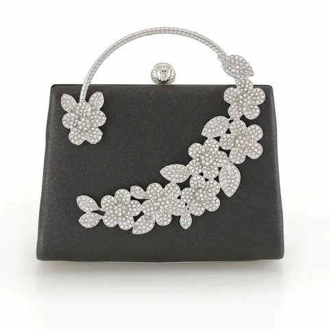 Damen Strass Abendtasche Elegantes Polyester Glitzer Handtasche Mit Metallgriff Bankett Party Hochzeit Handtasche