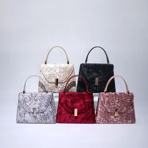 Dames Mode Geplooide Fluwelen Handtas Elegante Kleine Vierkante Schoudertas Met Metalen Slot