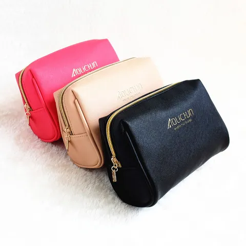 Minimalistisch PVC Saffiano Leder Kosmetiktasche Tragbarer Reißverschluss Kosmetikbeutel Toilettenartikel Aufbewahrungstasche Für Frauen Reisen