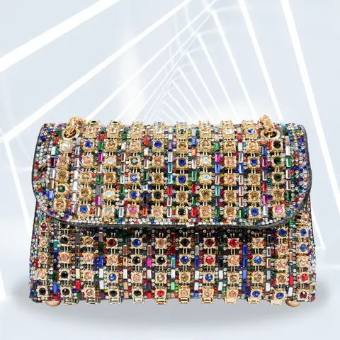 Damen Strass Abendtasche Luxus Kristall Clutch Geldbörse Glitzer Hochzeit Abschlussball Handtasche PU Leder Kette Umhängetasche