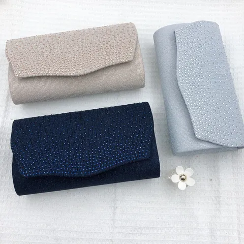 Damen Abendtasche Plissiert Strass Kette Umhängetasche Elegante Stoff Umschlag Geldbörse Für Hochzeit Party Bankett