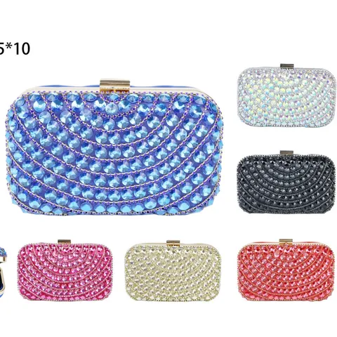 Damen Luxus Strass Abendtasche Mode Elegante Clutch Tasche Hochzeit Bankett Party Handtasche Metallrahmen Glänzende Handtasche