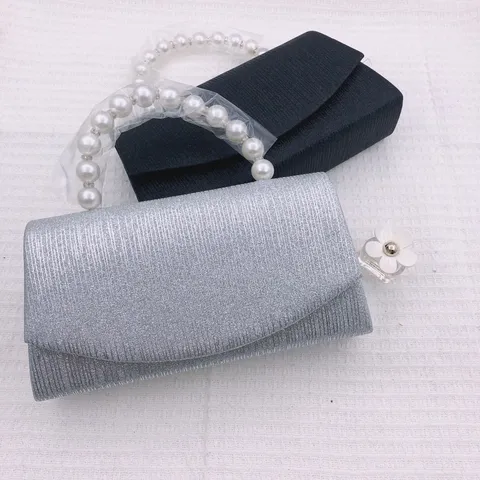 Elegante Künstliche Perle Griff Abendtasche Für Damen Schimmernder Stoff Clutch Handtasche Hochzeit Brautjungfer Party