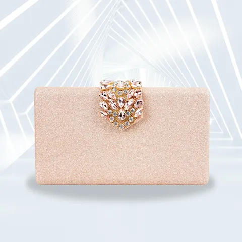 Damen Mode Glitzer Abendtasche Strass Metall Schloss Hartschale Clutch Bankett Hochzeit Party Handtasche