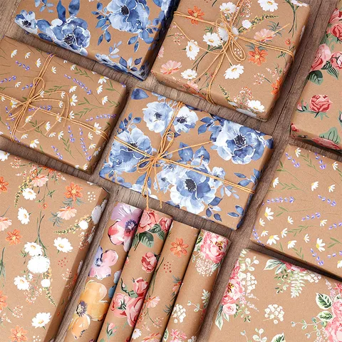 Vintage Floral Gift Wrapping Paper Roll Large Size Decorative Wrapping Paper For Birthday Party And Present Packaging Decoration