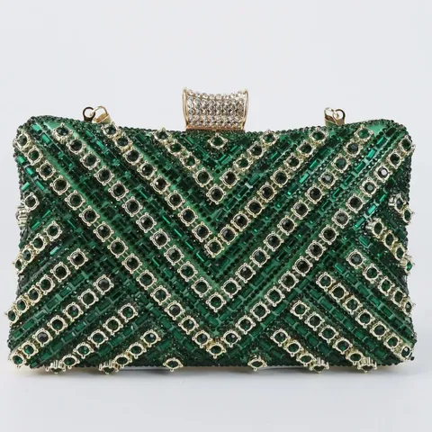 Luxus Strass Abendtasche Für Damen Metallrahmen Geometrisch Clutch Glänzend Party Abschlussball Hochzeit Handtasche