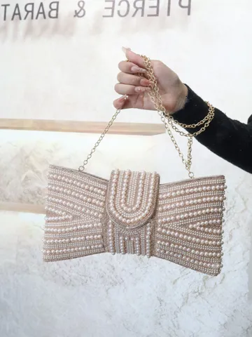 Damen Strass Perlen Schleife Abendtasche Luxus Perlenbesetzte Clutch Tasche Elegante Hochzeit Party Schulter Umhängetasche