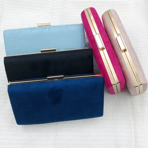 Damen Samt Abendtasche Luxus Clutch Geldbörse Elegante Kette Umhängetasche Metallrahmen Hochzeit Party Handtasche