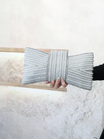 Damen Strass Perlen Schleife Abendtasche Luxus Perlenbesetzte Clutch Tasche Elegante Hochzeit Party Schulter Umhängetasche