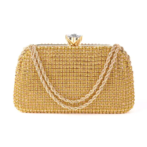 Damen Strass Abendtasche Luxus Kristall Kette Clutch Elegante Hochzeit Party Handtasche Metallische Umhängetasche