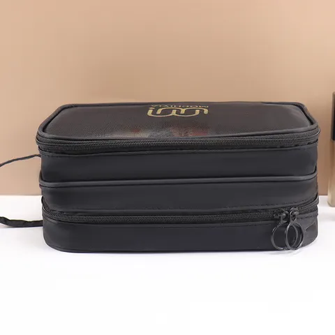 Schwarze Wasserdichte Kosmetiktasche Klare TPU Und Mesh Kulturbeutel Reise Make-up Etui Mit Griff Reißverschluss