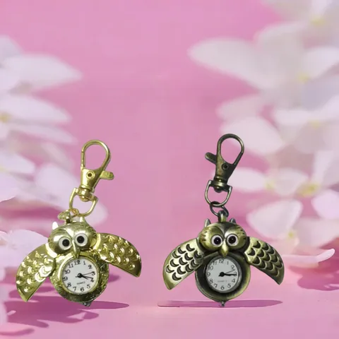 Orologio da Tasca Gufo Dorato Aquila ad Ali Spiegate Portatile Orologio Infermiera Portachiavi Decorativo Studente Quarzo