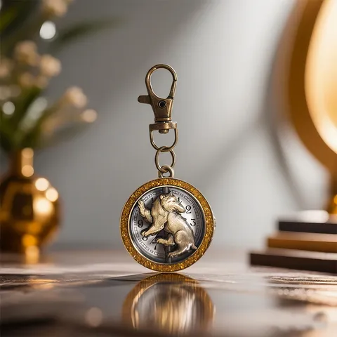 Orologio da Tasca al Quarzo Retro Animale Orologio con Ciondolo a Ribalta in Bronzo Vintage Orologio Portachiavi Mini Portatile per Gioielli Unisex
