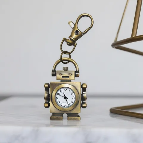 Orologio da Tasca Robot Vintage Portachiavi Carino Lega Quarzo Orologio da Tasca Ornamento Sospeso Portatile Regalo Gioielli