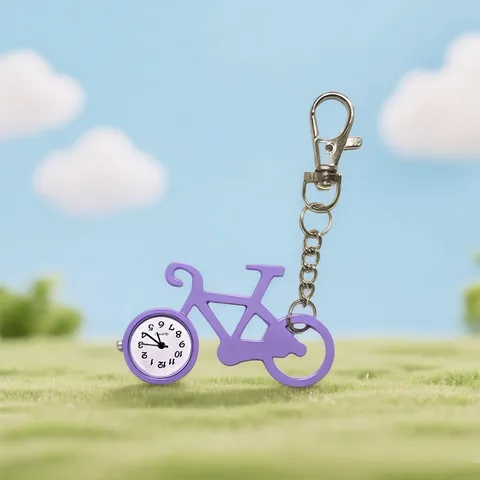 Orologio da Tasca Portachiavi Forma di Bicicletta Creativo Carino Lega Colorata Orologio al Quarzo Ciondolo per Borsa Portatile