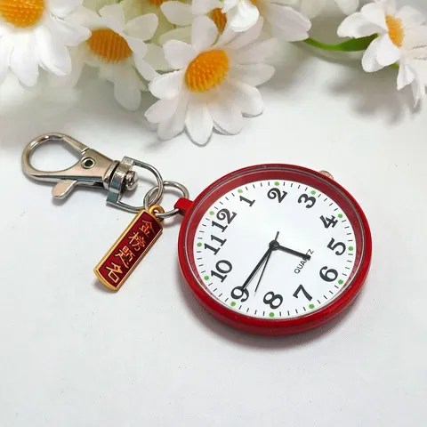 Portable Quartz Pocket Watch Student Examination Hanging Watch Cute Simple Keychain Pocket Watch Zinc Alloy