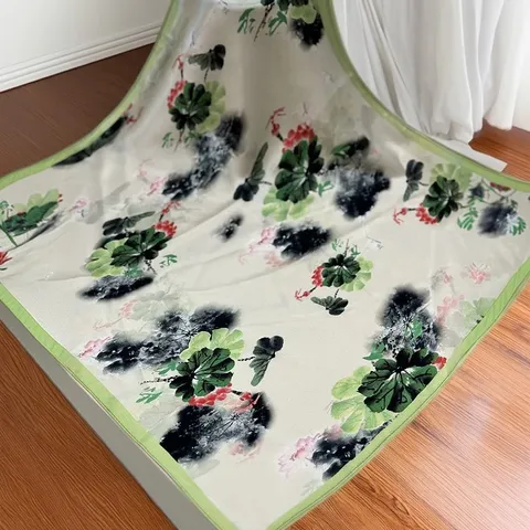 Womens Mulberry Silk Square Scarf Digital Printed Floral Fashion Scarf Lightweight Neck Scarf Sun Protection