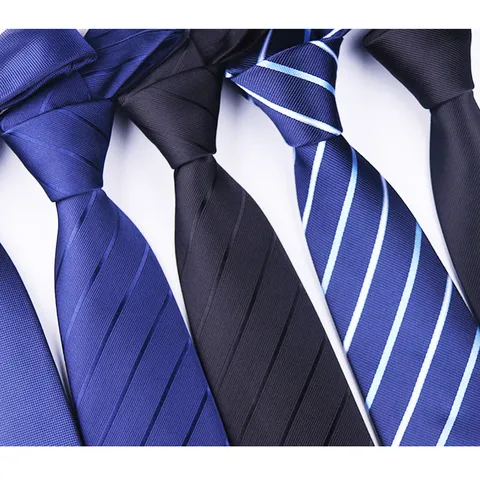 Heren Zakelijk Formele Stropdas Klassiek GestreEPT Polyester Rits Halsdas Voor Bruiloft Bruidegom Kantoor Pak Mode Accessoires