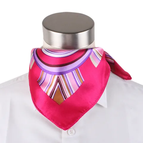 Dames Mode Bedrukt Vierkante Sjaal Polyester Satijn Geometrisch Gestreept Stewardess Hoofddoek Accessoire